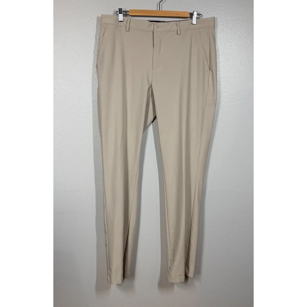 Greg Norman Golf Pants Mens 36x34 Khaki Performance Stretch Flat Front Trousers